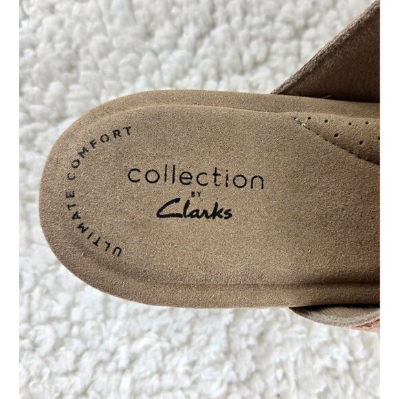 Clarks Ultimate Comfort Slide Sandal Platform Pink Gold Camouflage Leather Upper - Picture 9 of 16